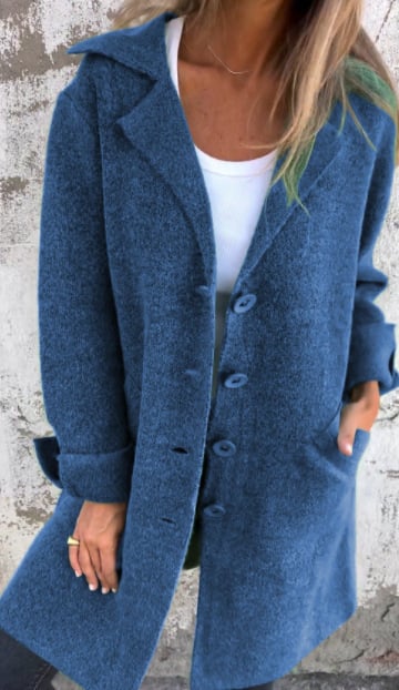Baylea - Casual Enkelborstig Jas met Wollen Revers
