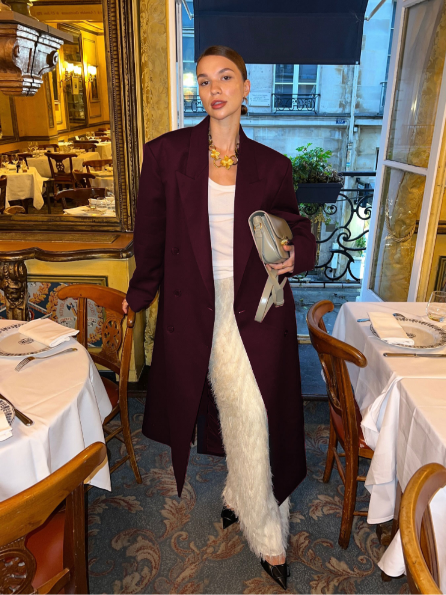 Burgundy Oversized Jas