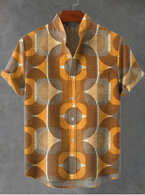 Emmett Wallpaper Sinon Oranje Kunstafdruk Casual Shirt