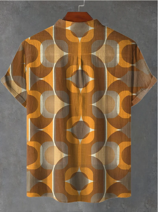 Emmett Wallpaper Sinon Oranje Kunstafdruk Casual Shirt