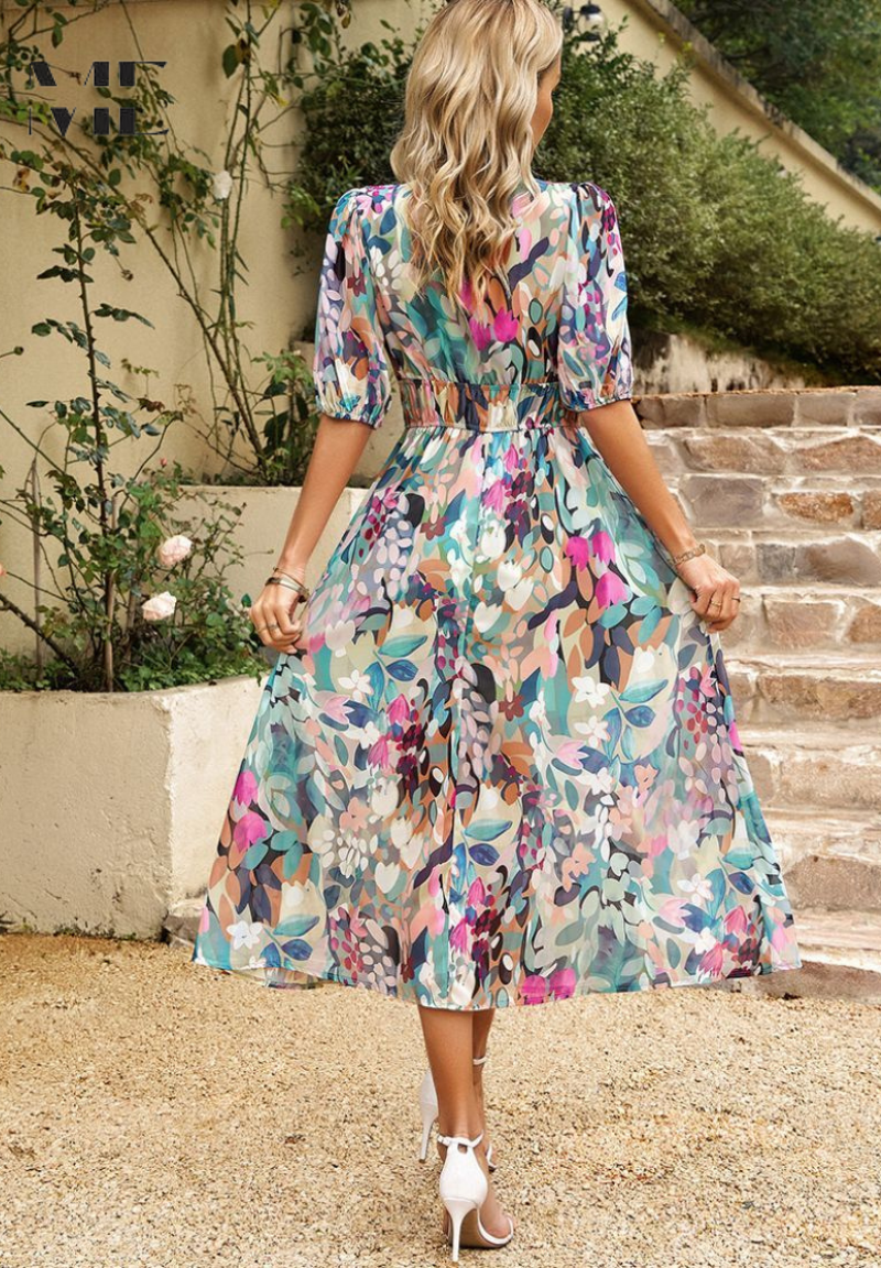 Nerina - Luxueuze Tijdloze Midi-jurk