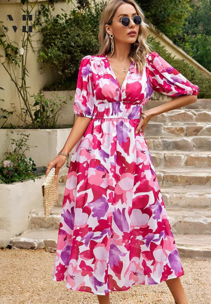 Nerina - Luxueuze Tijdloze Midi-jurk