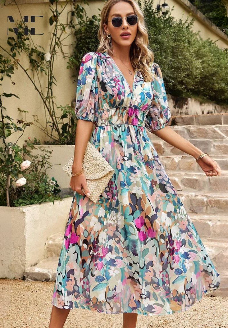 Nerina - Luxueuze Tijdloze Midi-jurk