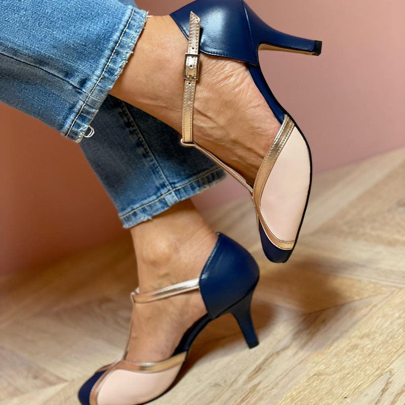 Alessia | Kleurrijke T-Strap Pumps met ronde neus