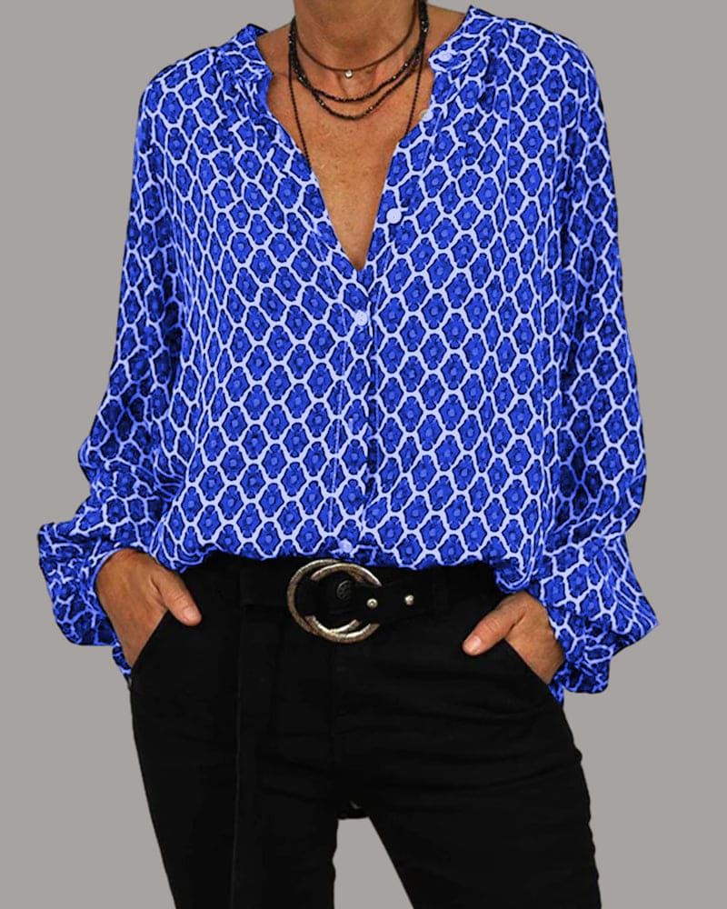 Laluna® | Relaxed V-Hals Midi-Shirt