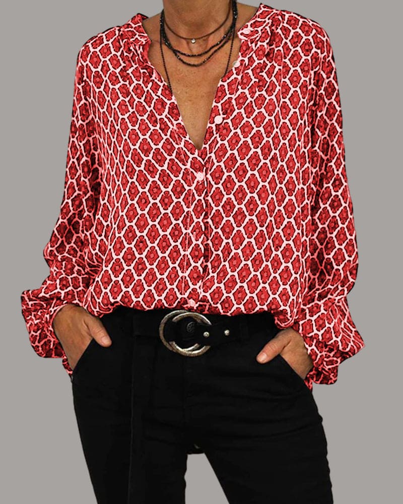 Laluna® | Relaxed V-Hals Midi-Shirt